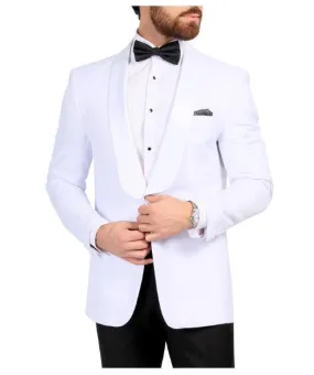 Men's White Slim Fit Shawl Lapel Tuxedo Dinner Jacket