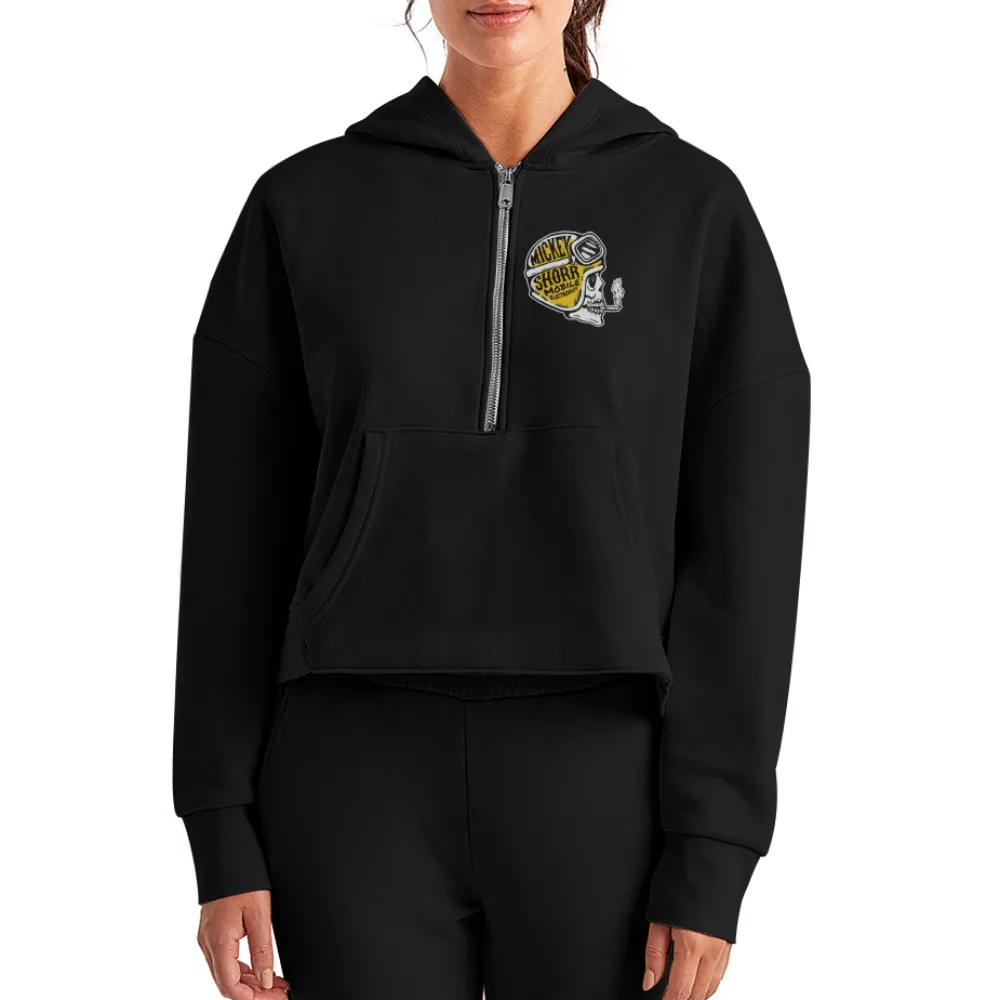 Mickey Shorr Women's Half Zip Cropped Hoodie