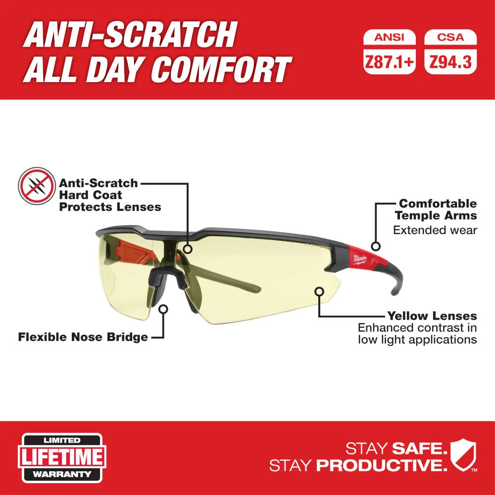 Milwaukee 48-73-2101 Safety Glasses - Yellow Anti-Scratch Lenses