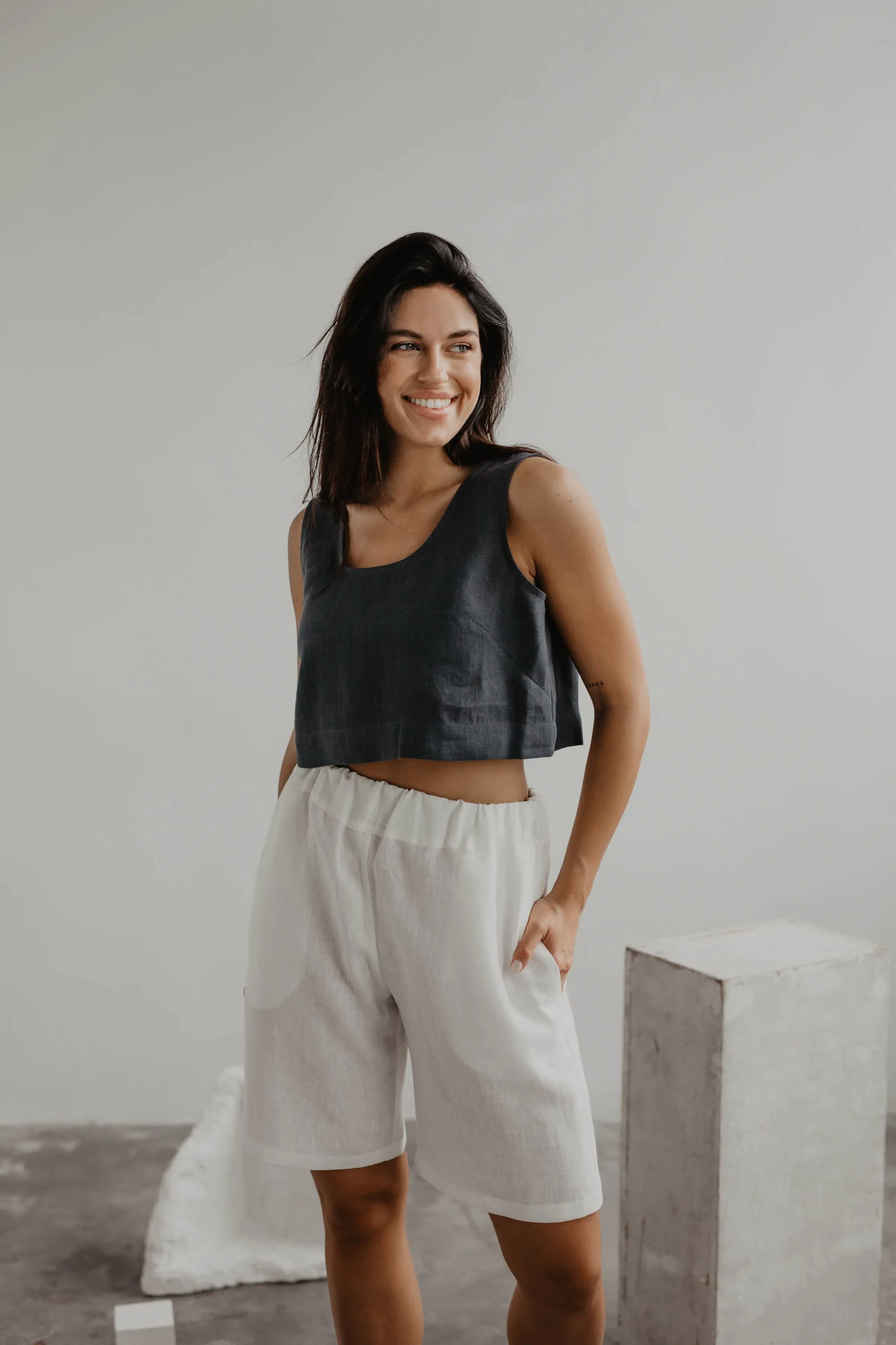 Mini linen crop top PIPPA by AmourLinen