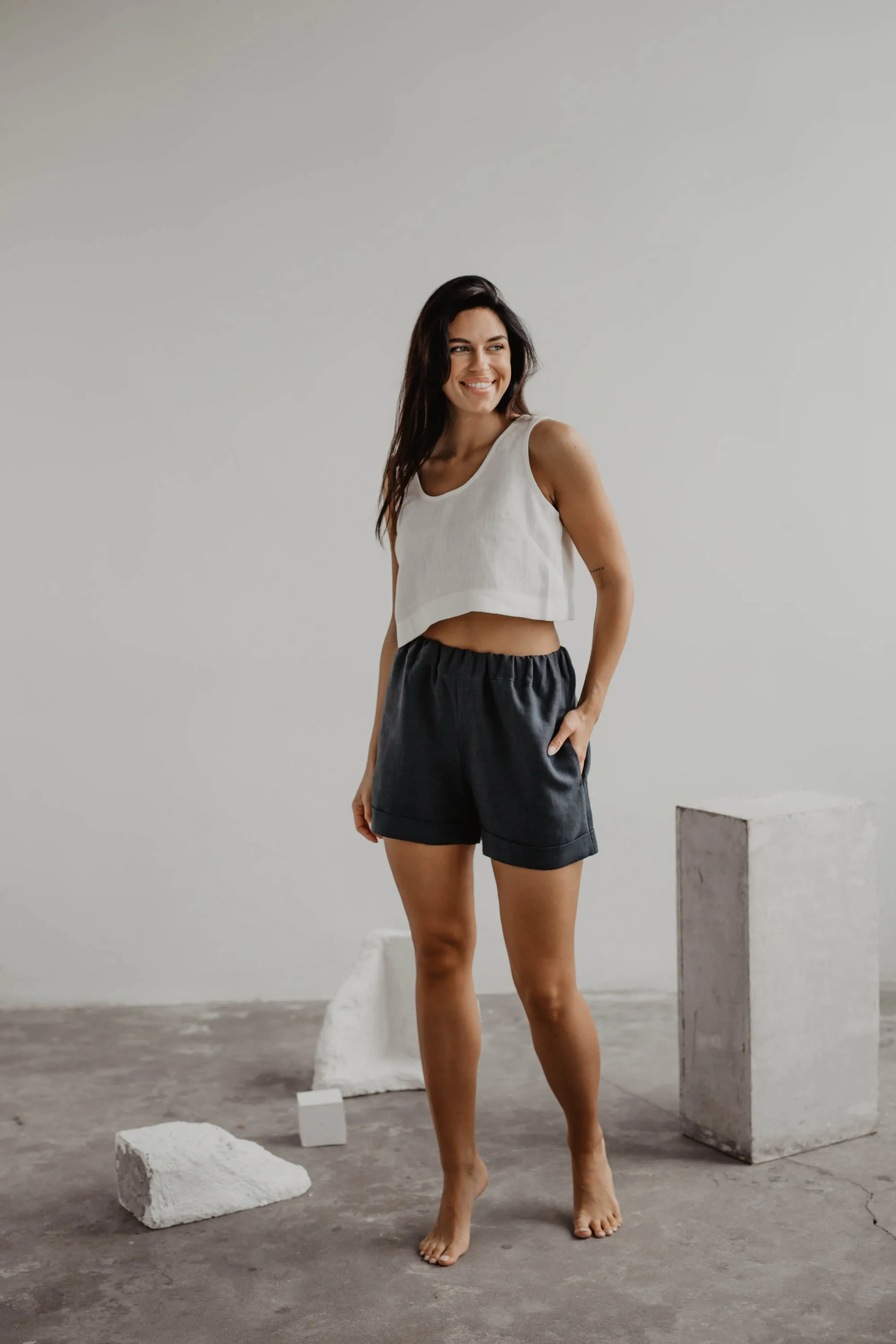 Mini linen crop top PIPPA by AmourLinen