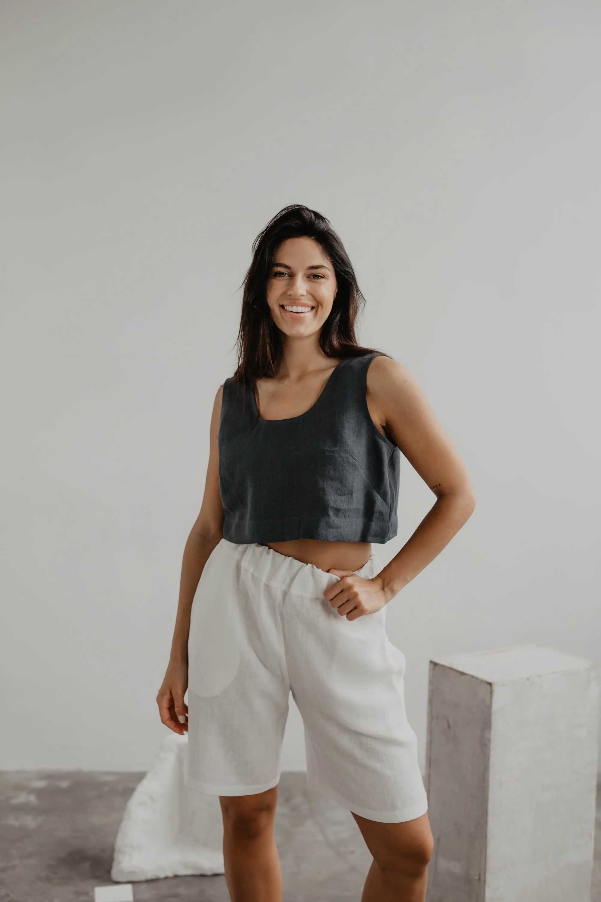 Mini linen crop top PIPPA by AmourLinen