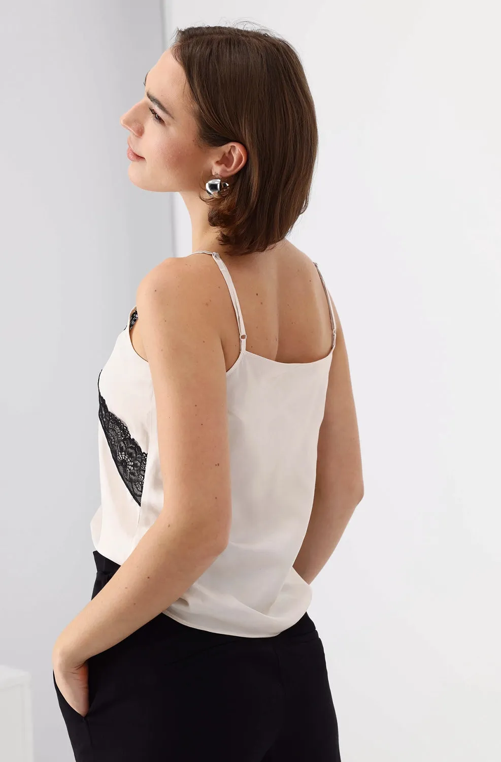 MONARI |CAMISOLE WITH LACE |MARBLE |408728