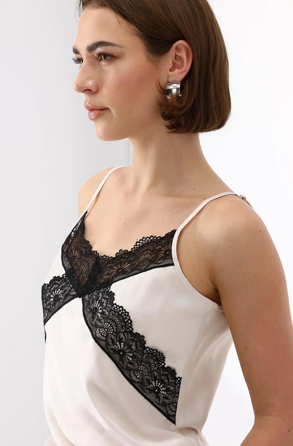 MONARI |CAMISOLE WITH LACE |MARBLE |408728