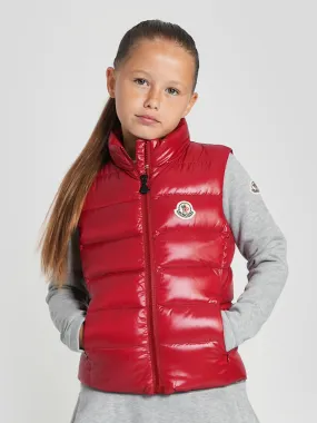 Moncler Enfant Girls Down Padded Ghany Gilet in Red