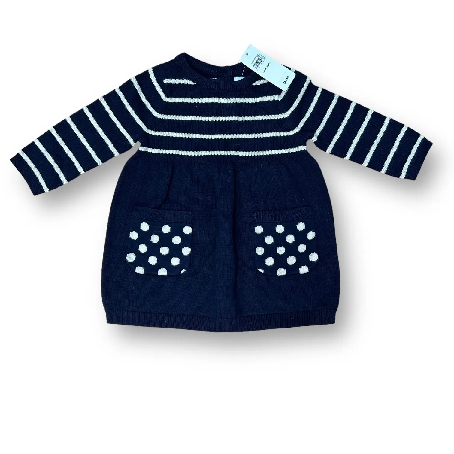 NEW! Girls Gap Size 3-6 Months Navy Sweater Dress