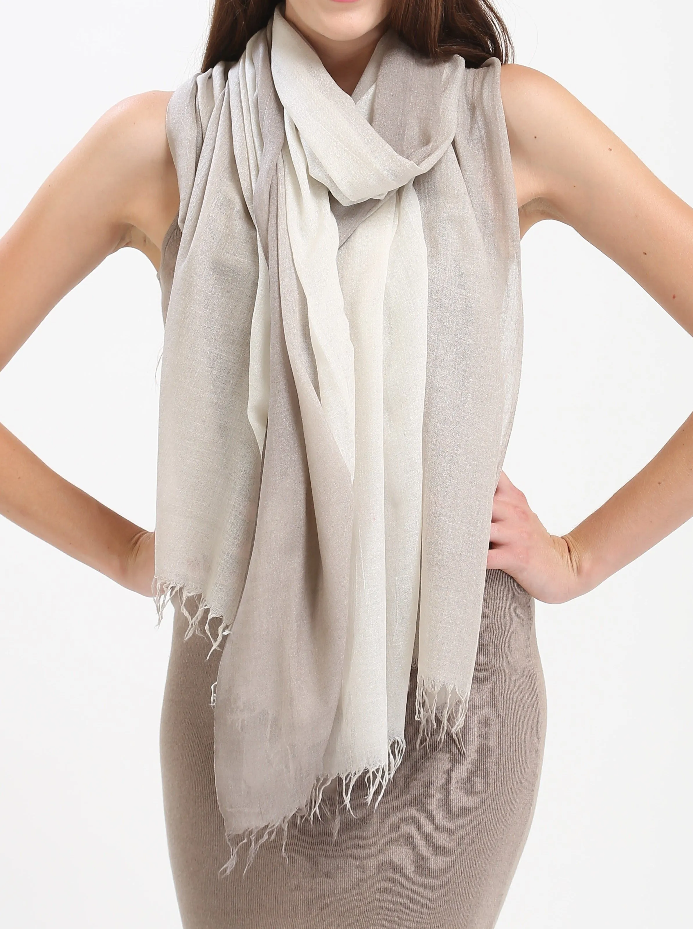 Ombre Dyed Tissue Fine Cashmere Scarf