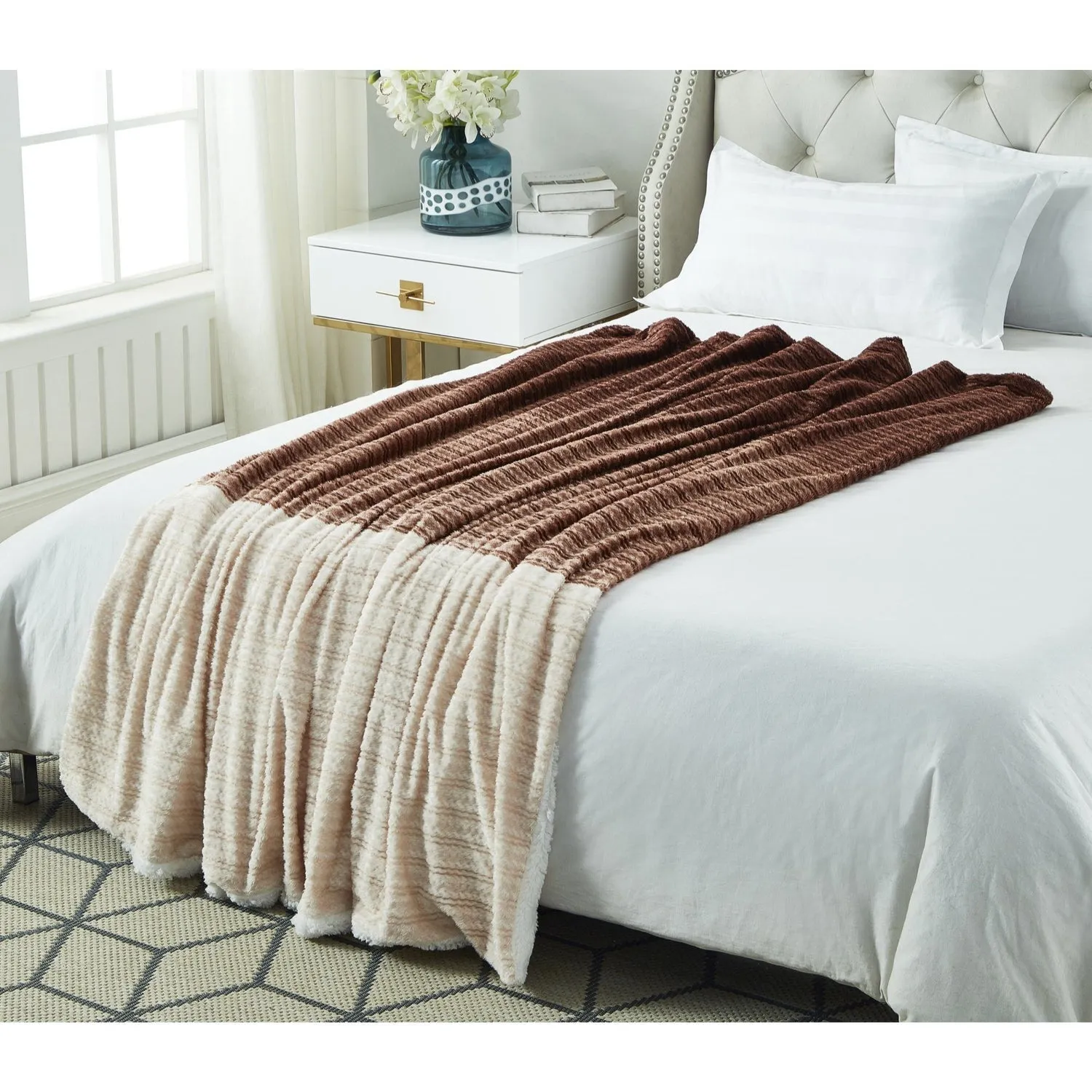 Ombre Flannel Reversible Jacquard Throw