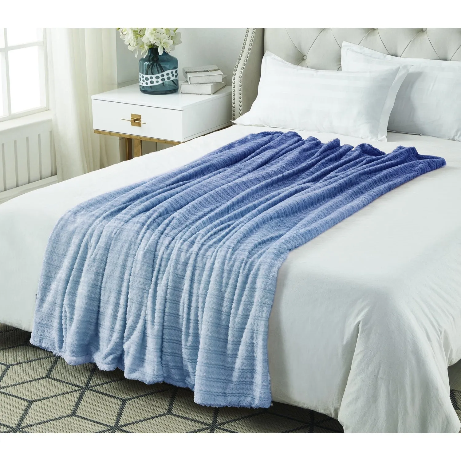 Ombre Flannel Reversible Jacquard Throw