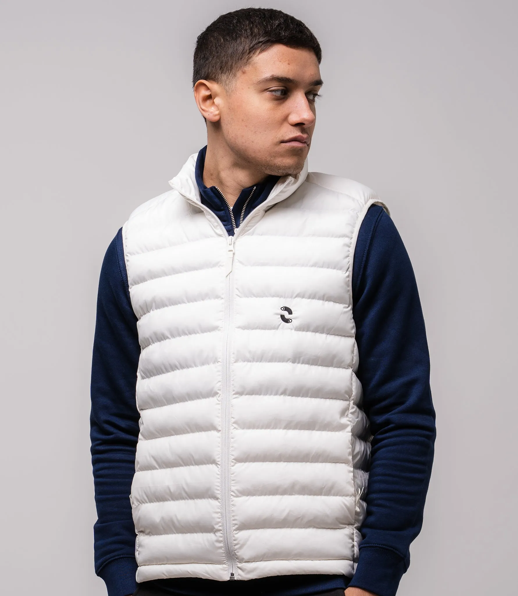 Omnitau Men's Hybrid Recycled Body Warmer Gilet - Off White