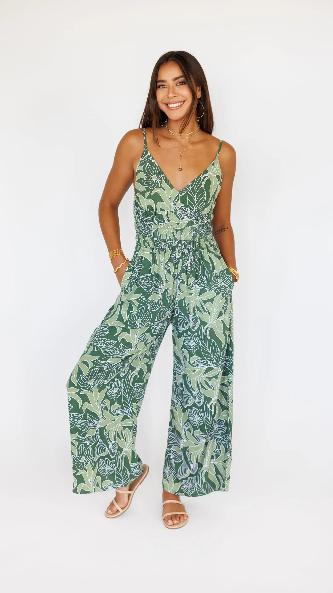 Opal Jumpsuit / Tropical Green