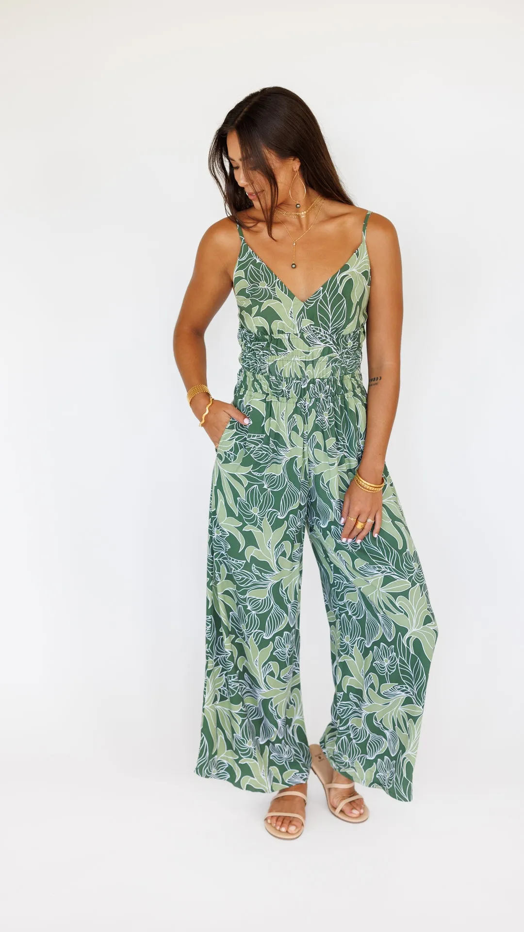 Opal Jumpsuit / Tropical Green