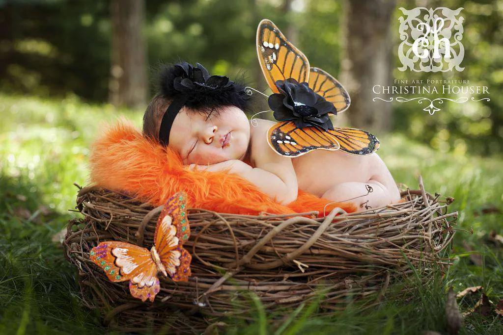 Orange Mongolian Faux Fur Photography Prop Rug Newborn Baby Toddler