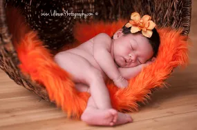 Orange Mongolian Faux Fur Photography Prop Rug Newborn Baby Toddler