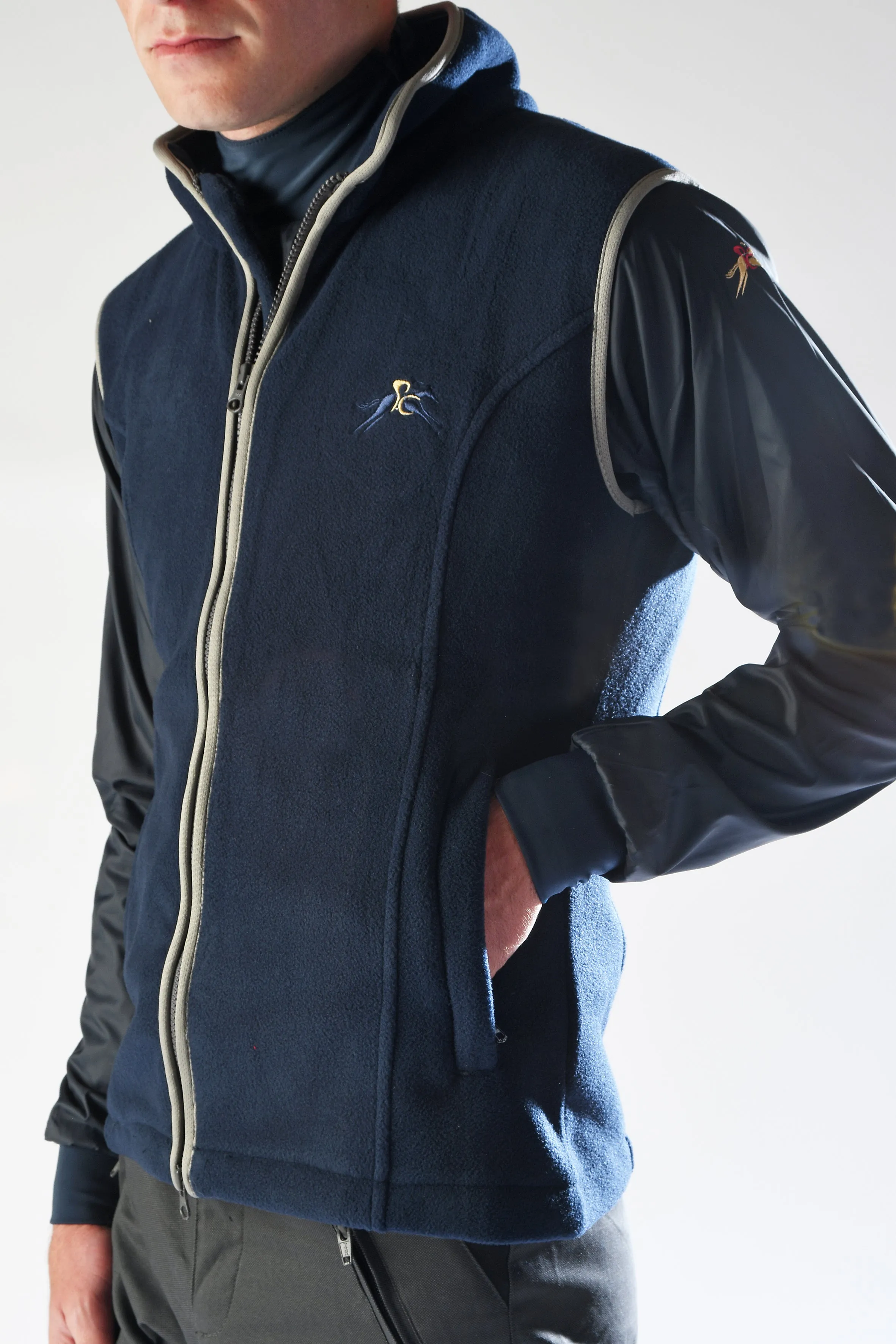 Paddock Fleece Waistcoat Navy By Pc Racewear