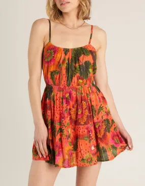 Palms in Tropics Open Back Mini Dress in Multi