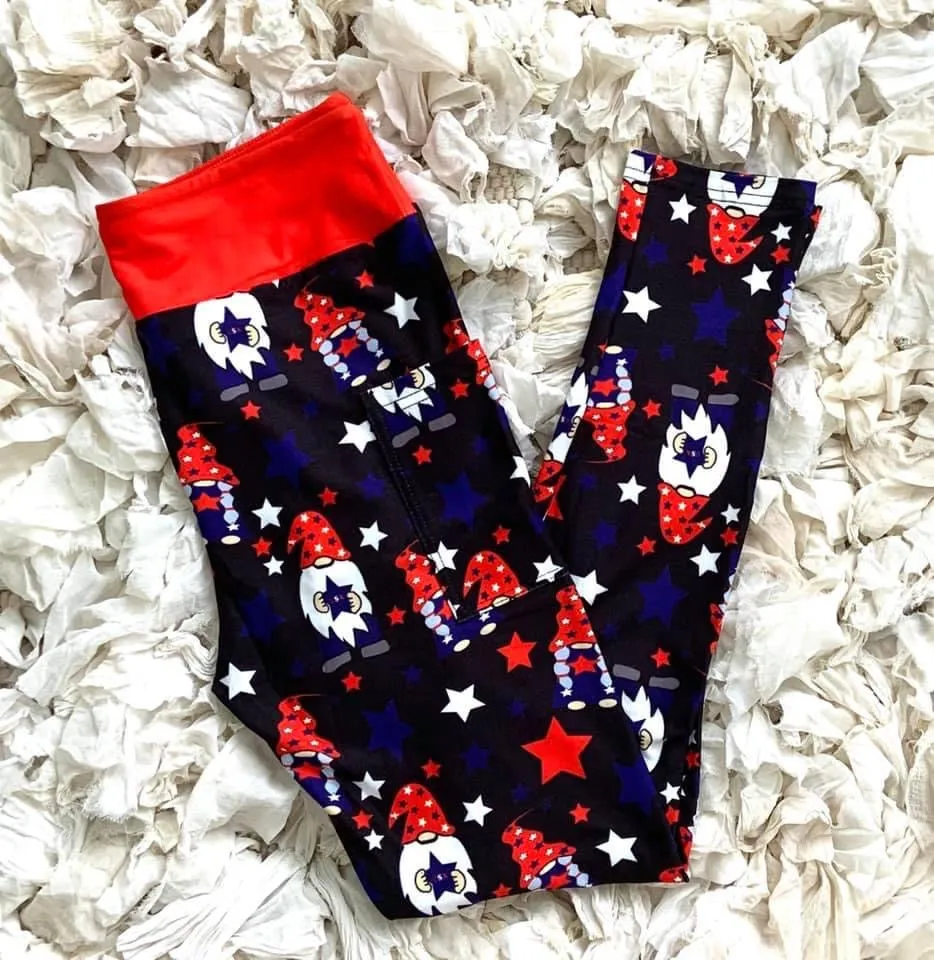 Patriotic gnome pocket leggings