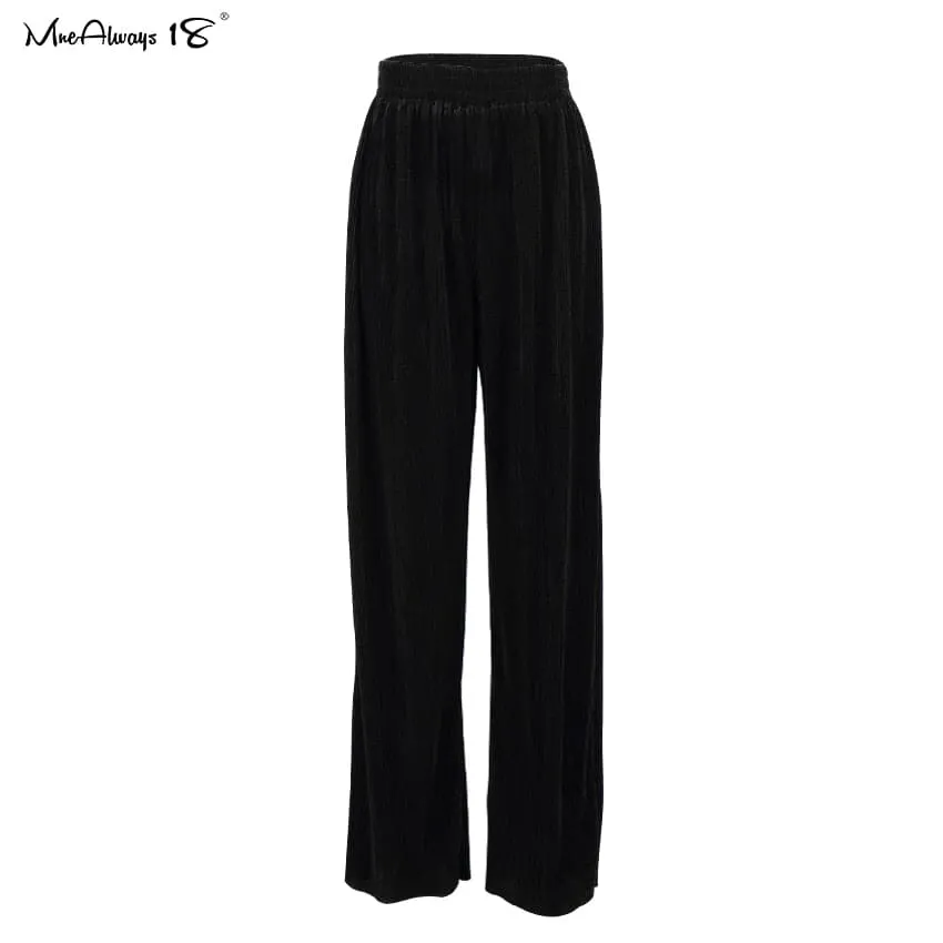 Pleated Wide Leg  Palazzo Pants