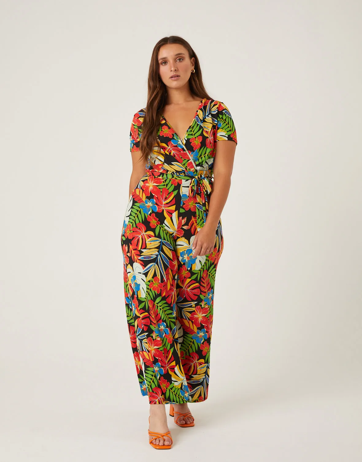 Plus Size Bright Tropical Jumpsuit