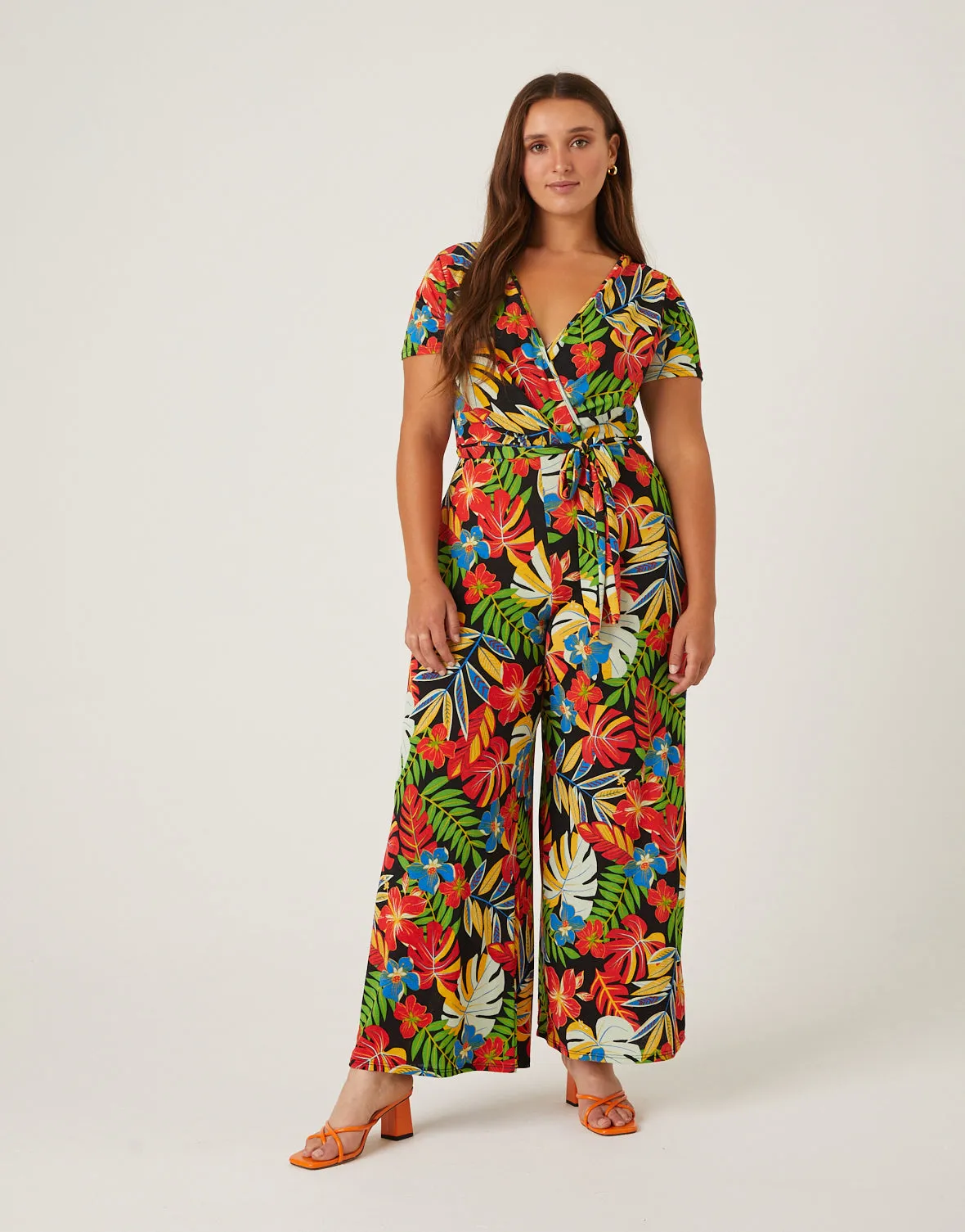 Plus Size Bright Tropical Jumpsuit