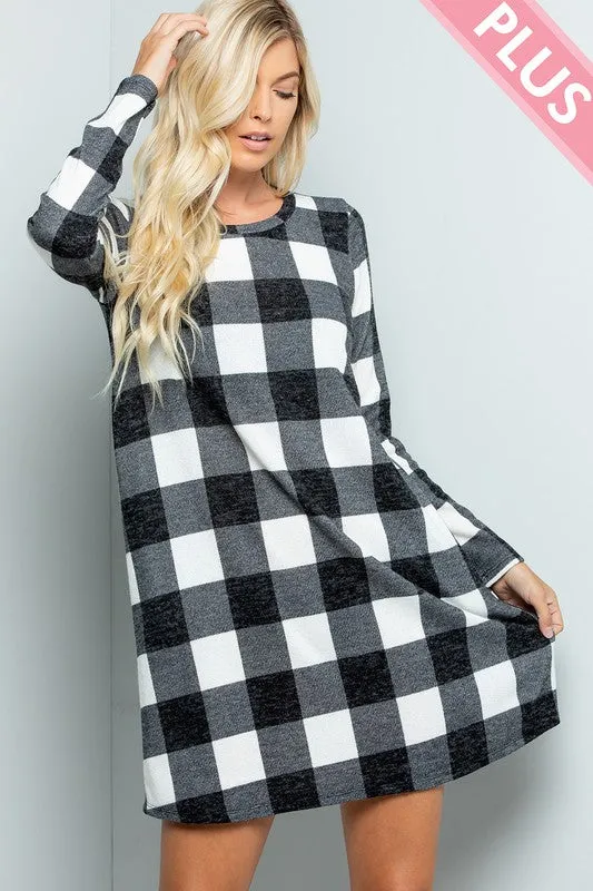 Plus Size Buffalo Plaid Sweater Dress