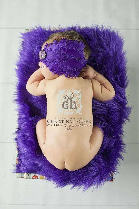 Purple Mongolian Faux Fur Photography Prop Rug Newborn Baby Toddler