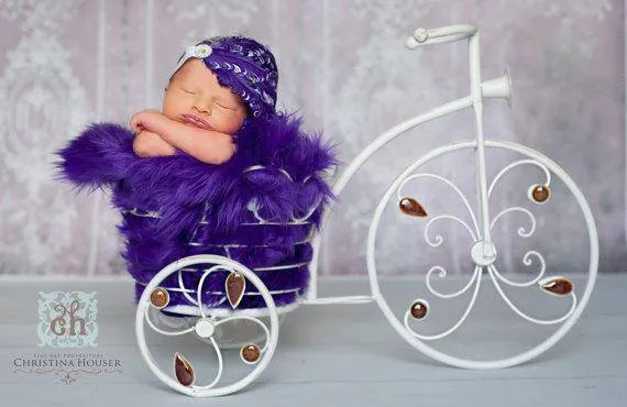 Purple Mongolian Faux Fur Photography Prop Rug Newborn Baby Toddler