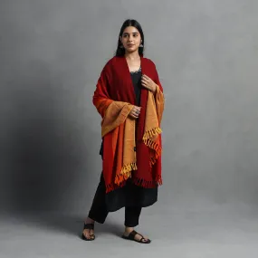 Red - Kumaun Handwoven Pure Merino Wool Shawl for Women 35