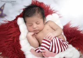 Red Mongolian Faux Fur Photography Prop Rug Newborn Baby