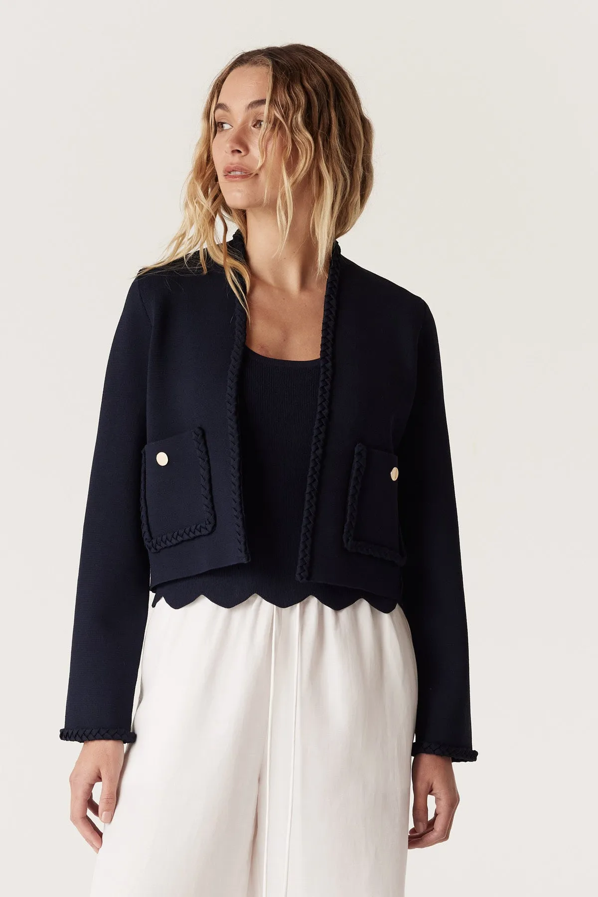 Riviera Crepe Jacket - Navy