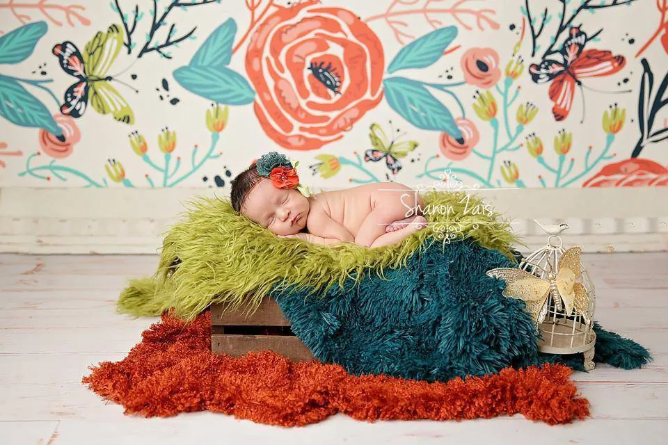 Rust Orange Curly Faux Fur Photography Prop Rug