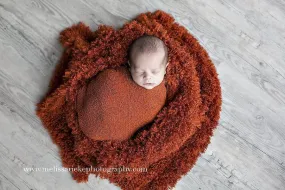 Rust Orange Curly Faux Fur Photography Prop Rug