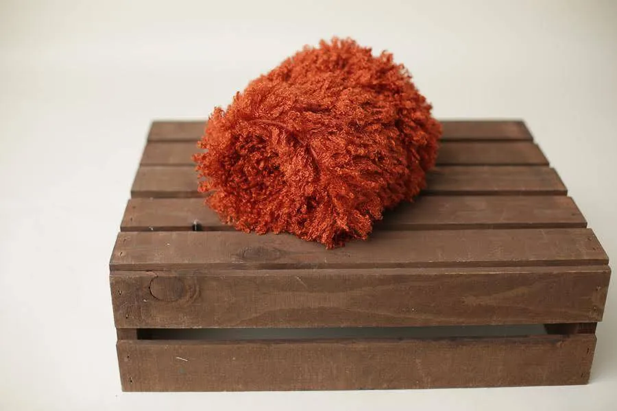 Rust Orange Curly Faux Fur Photography Prop Rug