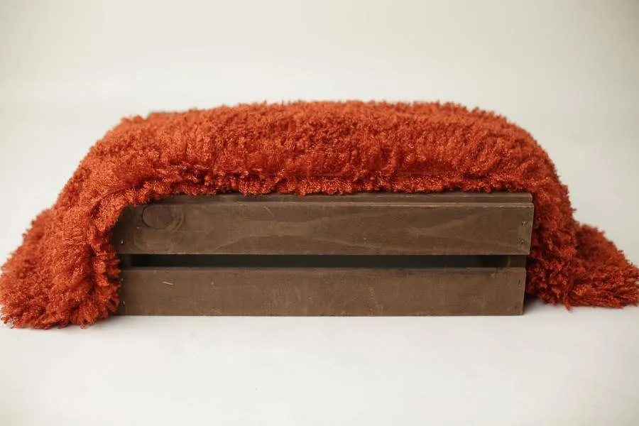 Rust Orange Curly Faux Fur Photography Prop Rug