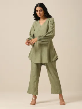 Sage Slub Textured Short Co-Ord Set