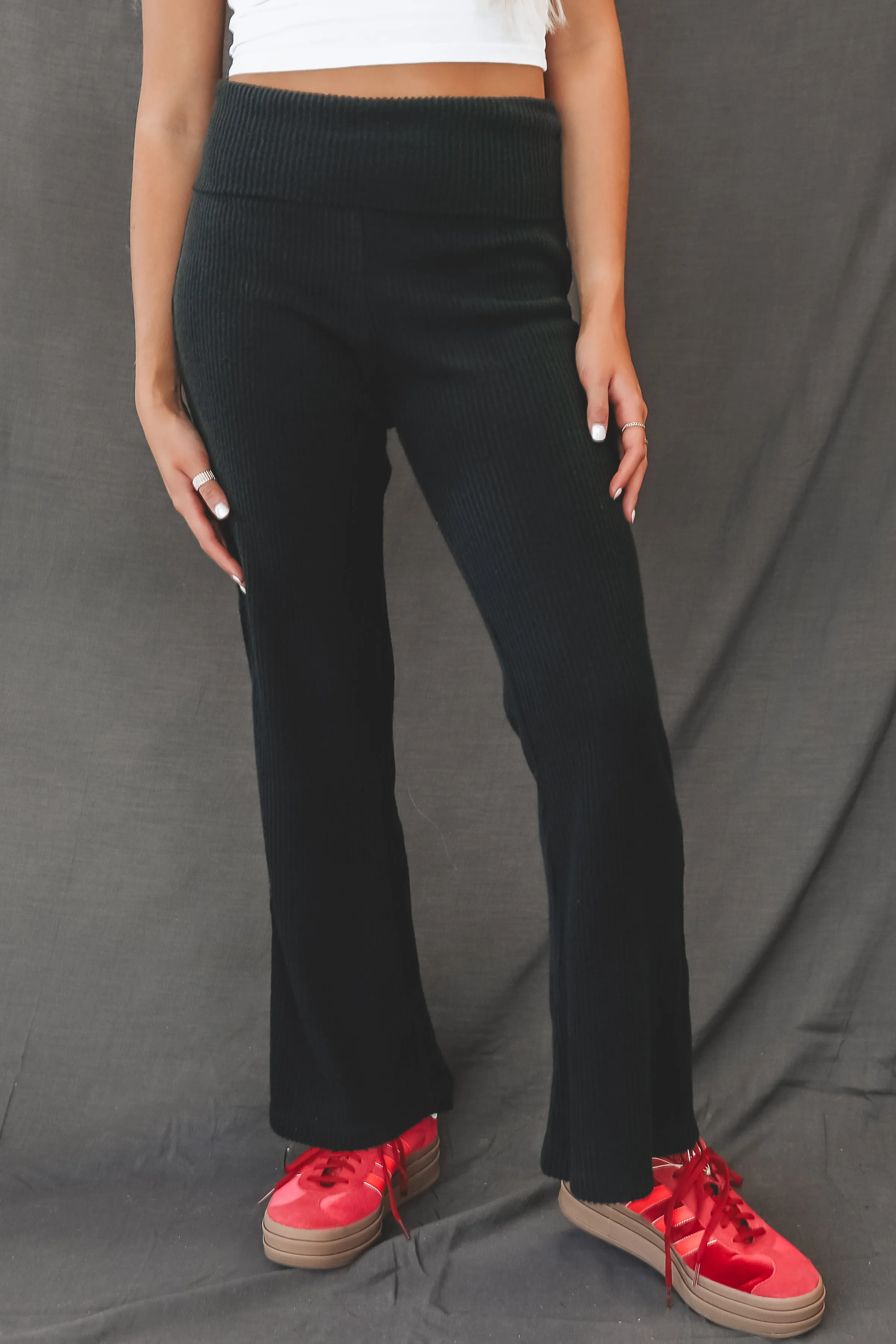 Sage The Label Good For Her Folded Waist Flare Pants