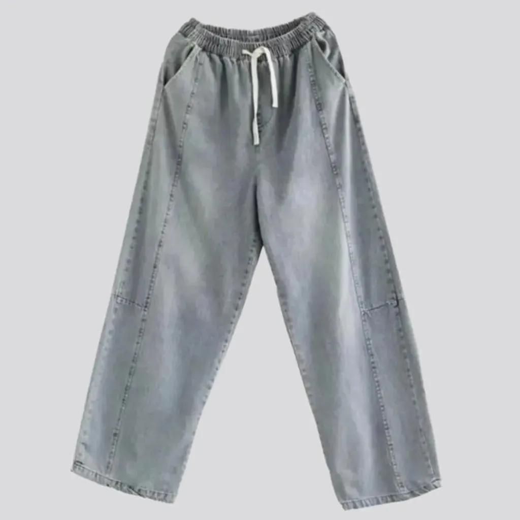 Sanded vintage women's denim pants