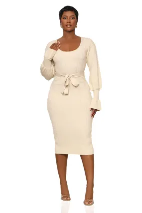 Scoop Me Away Sweater Dress (Cream)- FINAL SALE