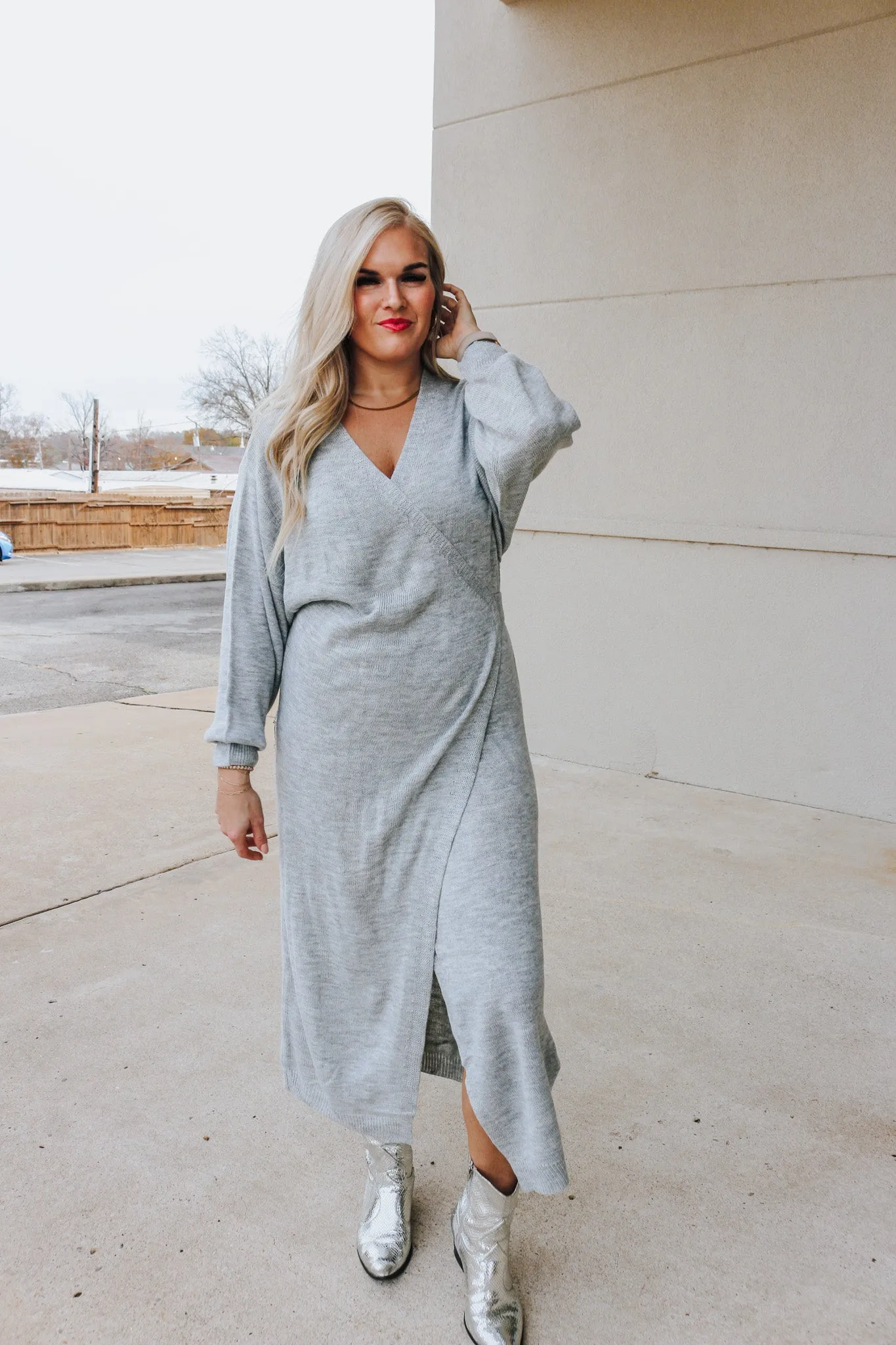 Seasons Best Heather Grey Sweater Dress