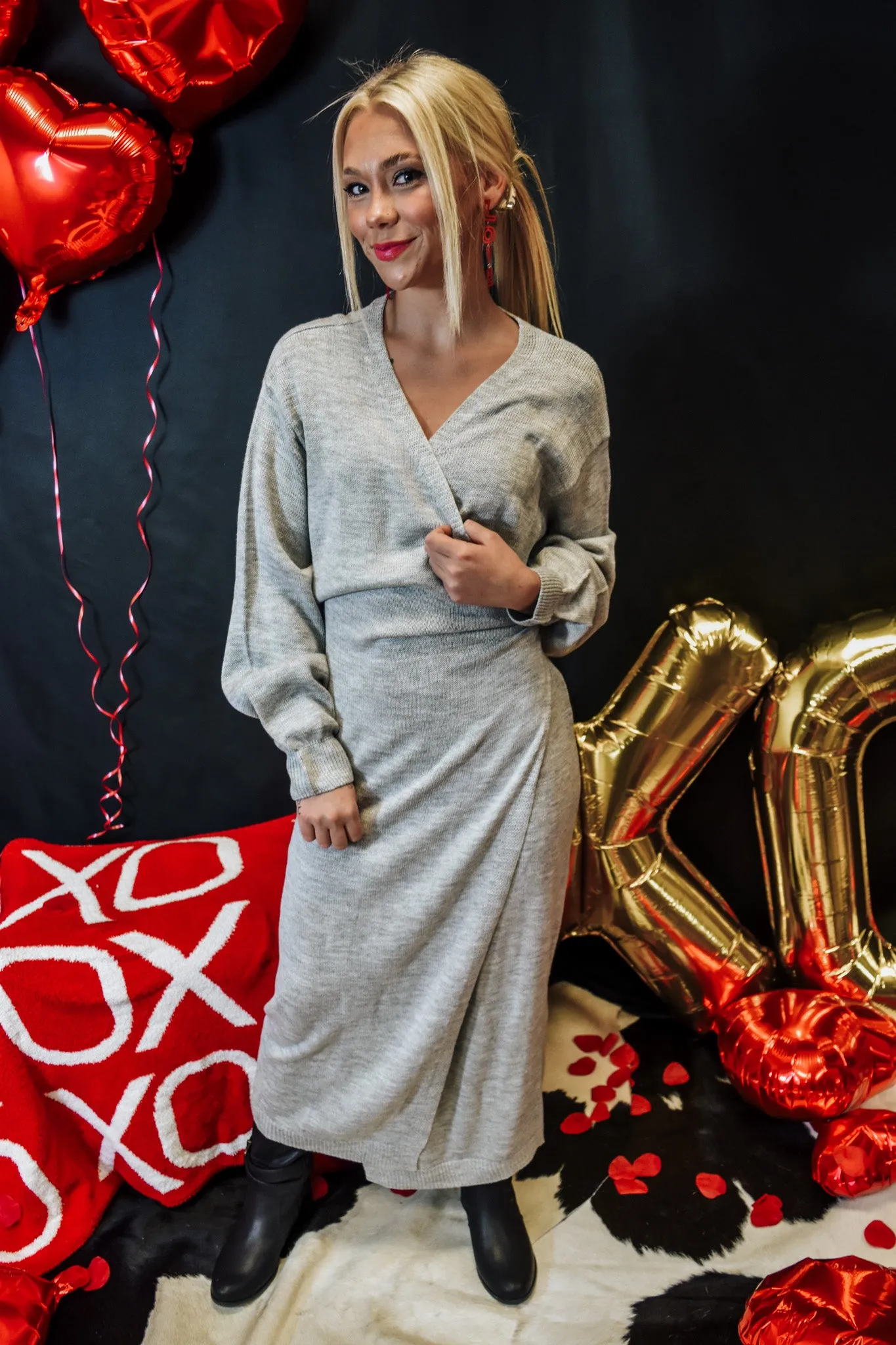 Seasons Best Heather Grey Sweater Dress