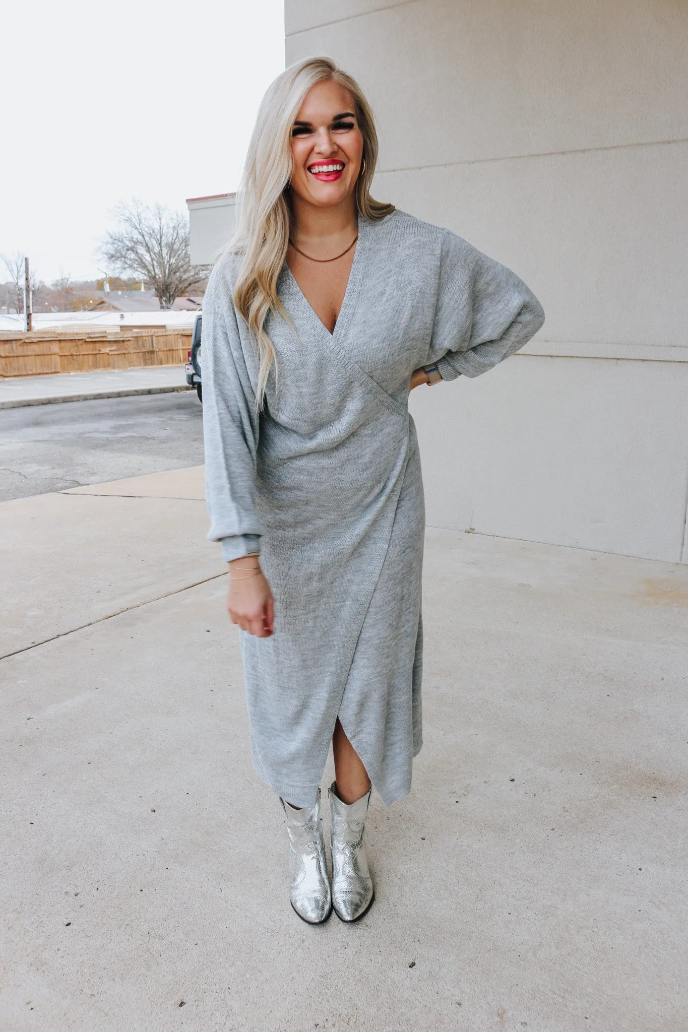 Seasons Best Heather Grey Sweater Dress