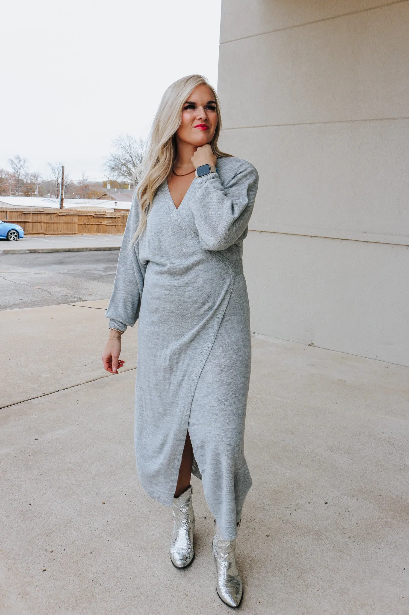 Seasons Best Heather Grey Sweater Dress