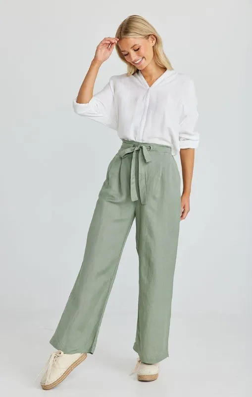 Shanty - DICKENS PANTS SAGE LINEN VISCOSE - SH2727-1