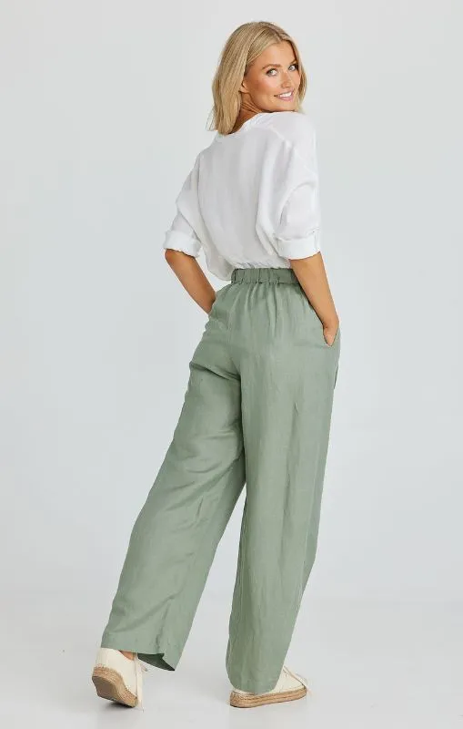 Shanty - DICKENS PANTS SAGE LINEN VISCOSE - SH2727-1