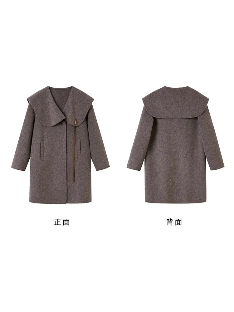 Shawl large lapel cow horn button coat【s0000004882】