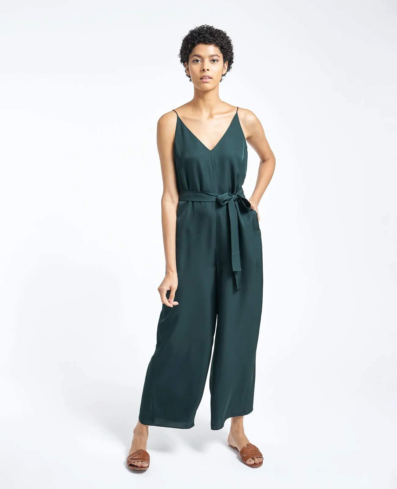 Silk V Neck Camisole Jumpsuit