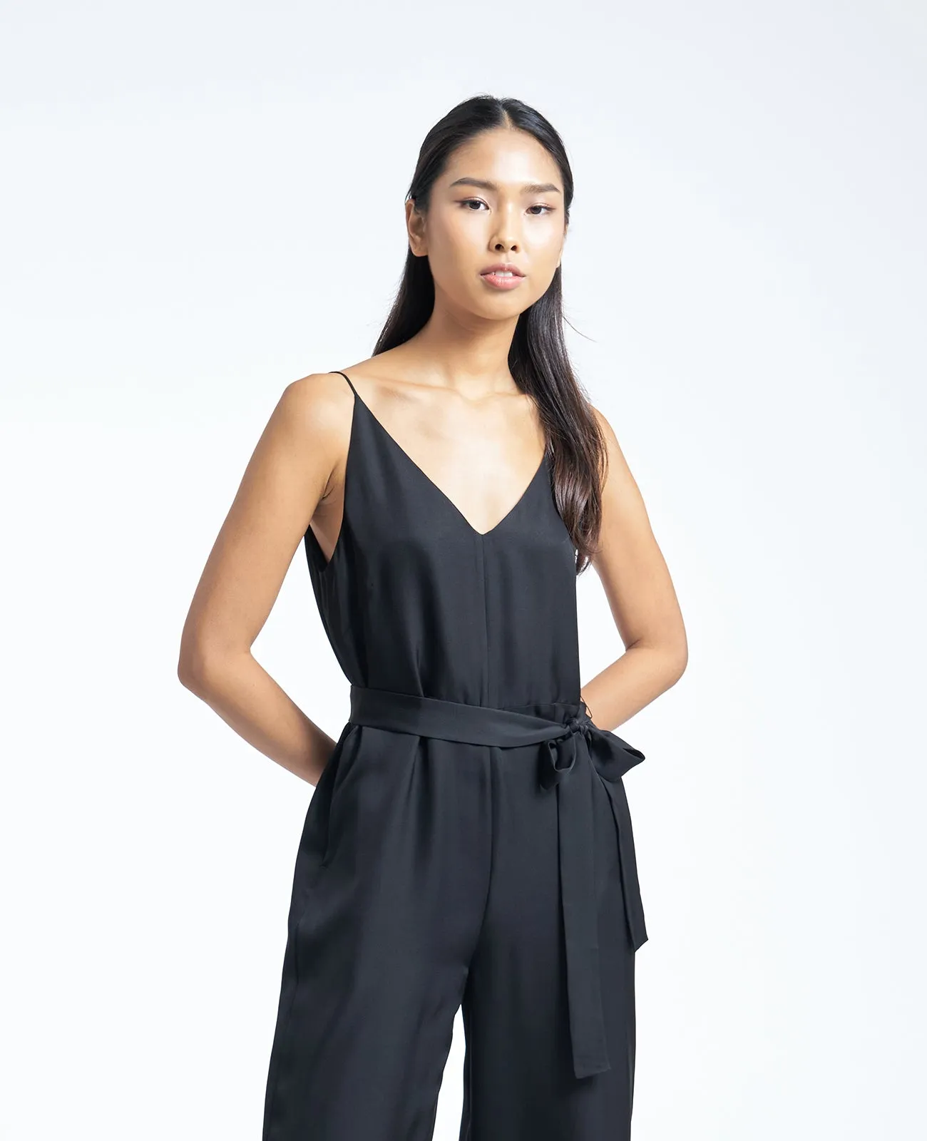 Silk V Neck Camisole Jumpsuit