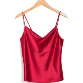 Silky Satin Solid Camisole - Red