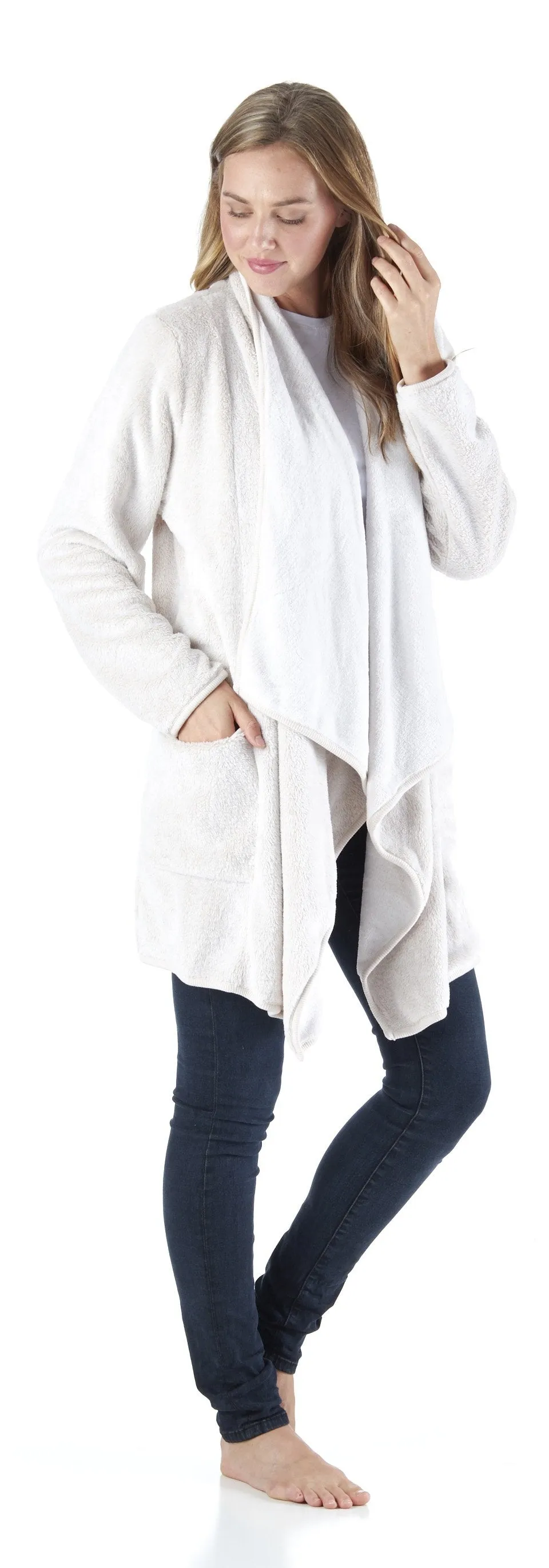 Sleepyheads Pajama Women's Fleece Long Sleeve Wrap Robe Cardigan with Pockets