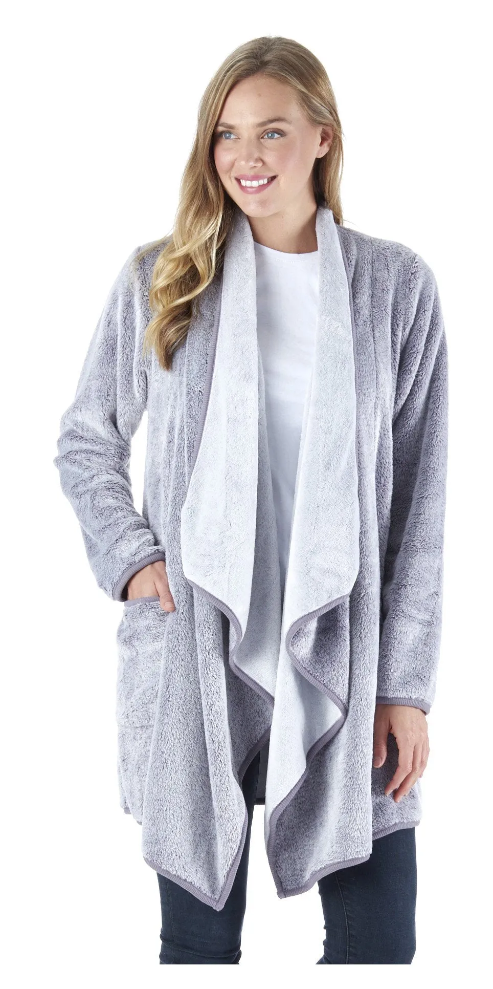 Sleepyheads Pajama Women's Fleece Long Sleeve Wrap Robe Cardigan with Pockets